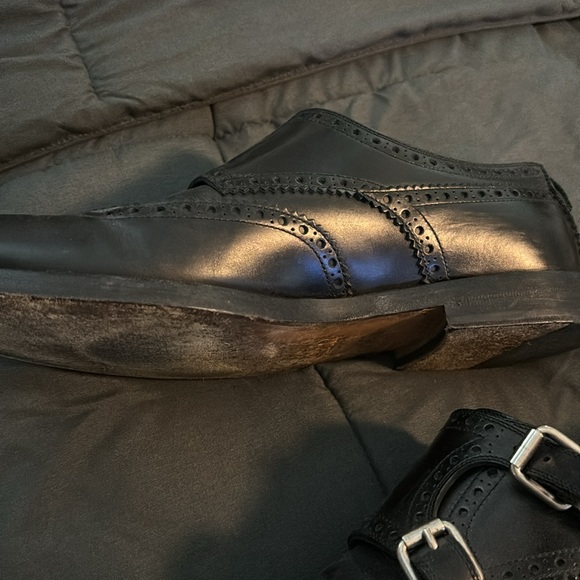 🖤 GUCCI 🖤 🇮🇹 Authentic Double Monk Strap Brogue Black Leather Shoe Men 8.5 9 - Picture 6 of 15